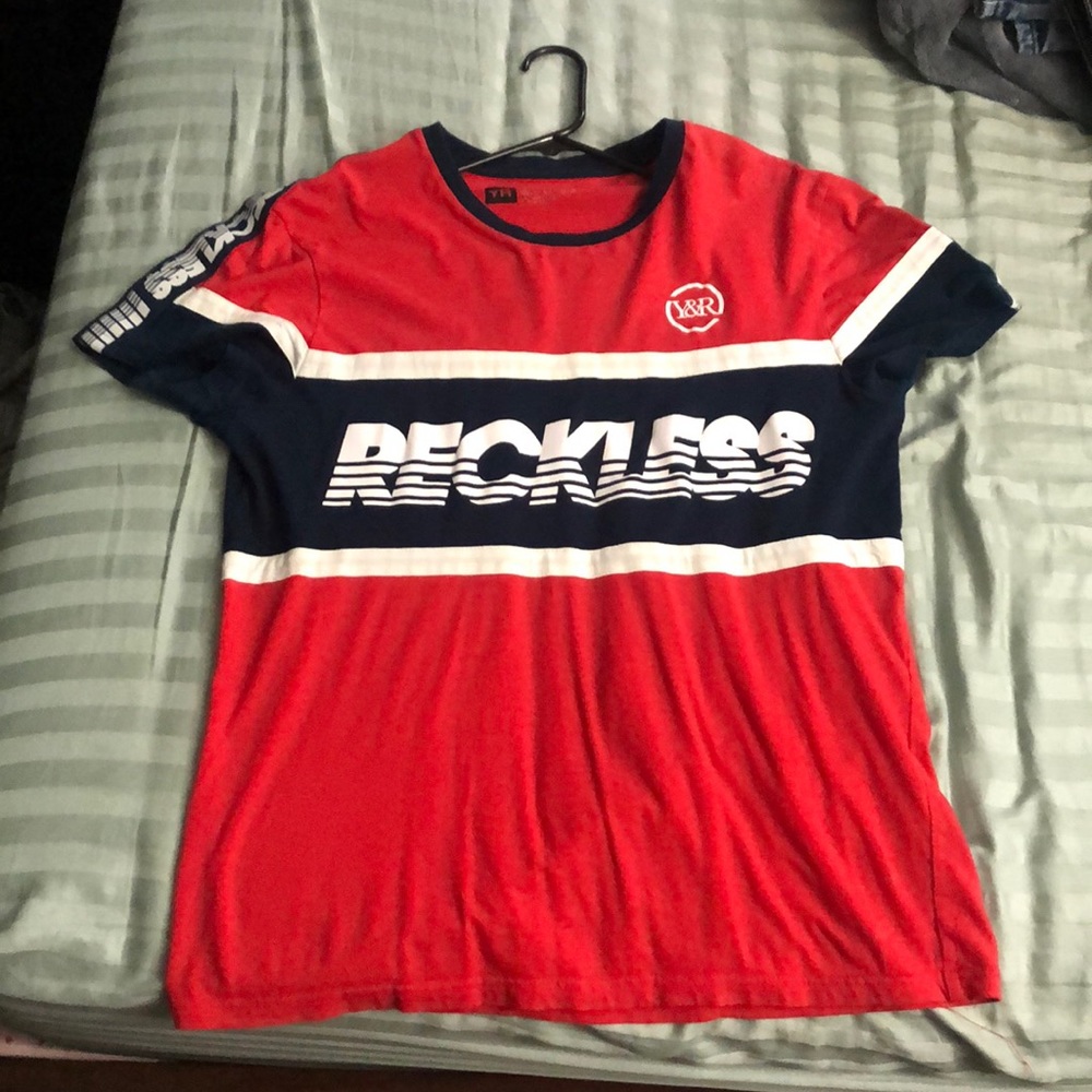 Red blue and white reckless tshirt